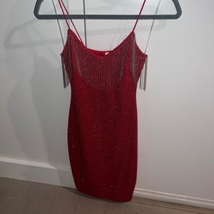 Red Shimmer Bodycon Dress